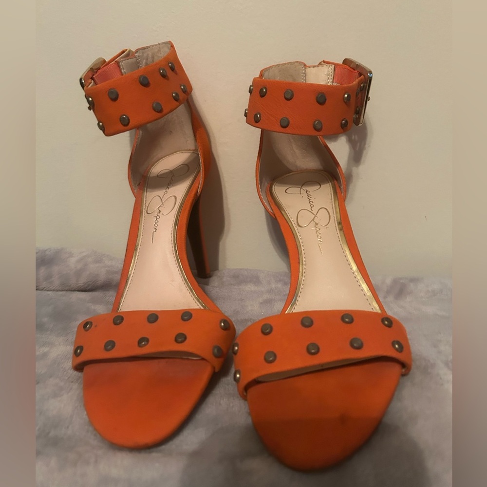 Jessica Simpson Orange Studded Heels